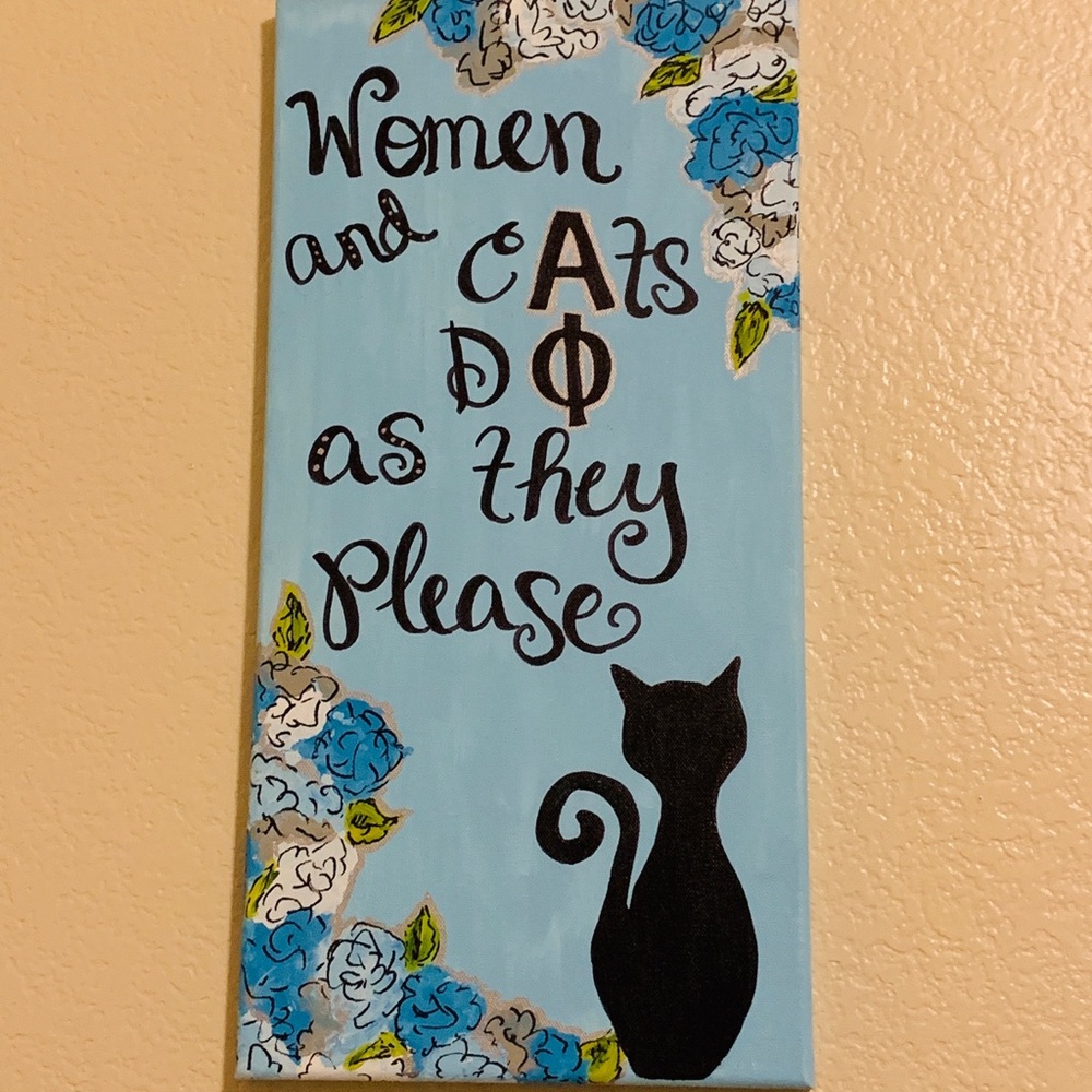 Cat & Alpha phi Hand painted canvas